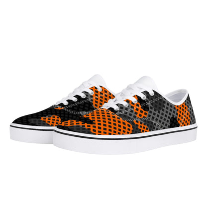 Camo Skate Shoes | Orange & Black Pixel Camouflage