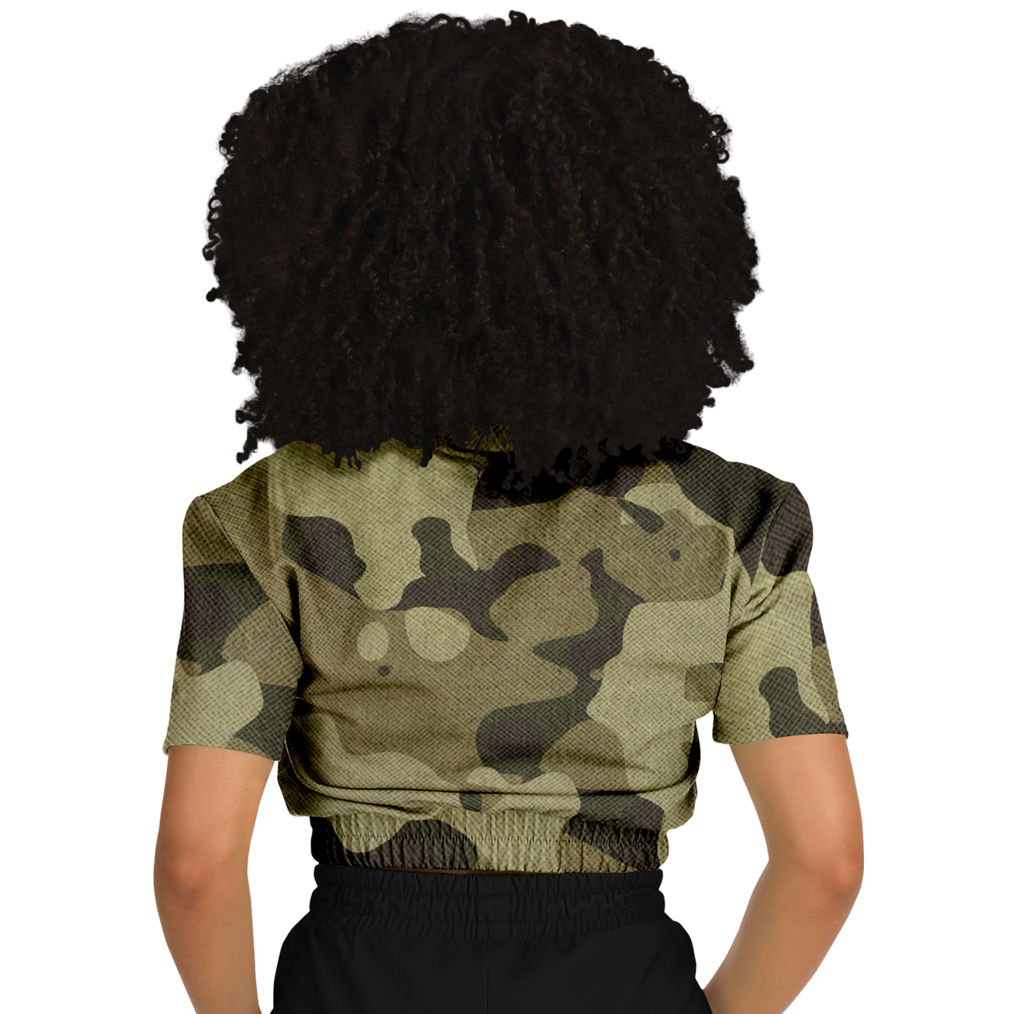 Camo Crop Top Sweatshirt | Green Fabric Camouflage