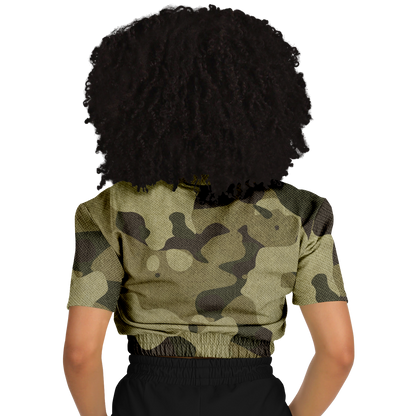 Camo Crop Top Sweatshirt | Green Fabric Camouflage