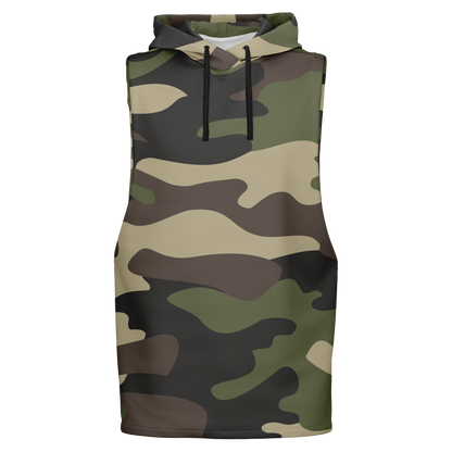 Sleeveless Hoodie | Classic Green Camouflage