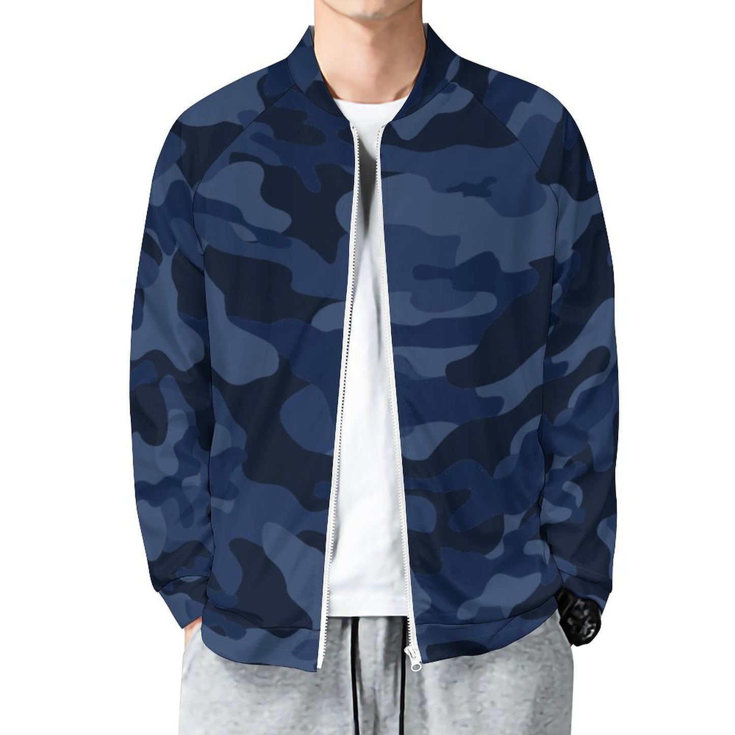 Camo Shirt | Raglan Zip-up | Deep Blue