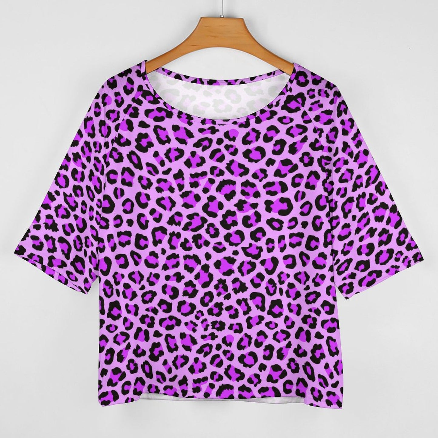 Off The Shoulder Top | Purple, Blue and Black Leopard Print