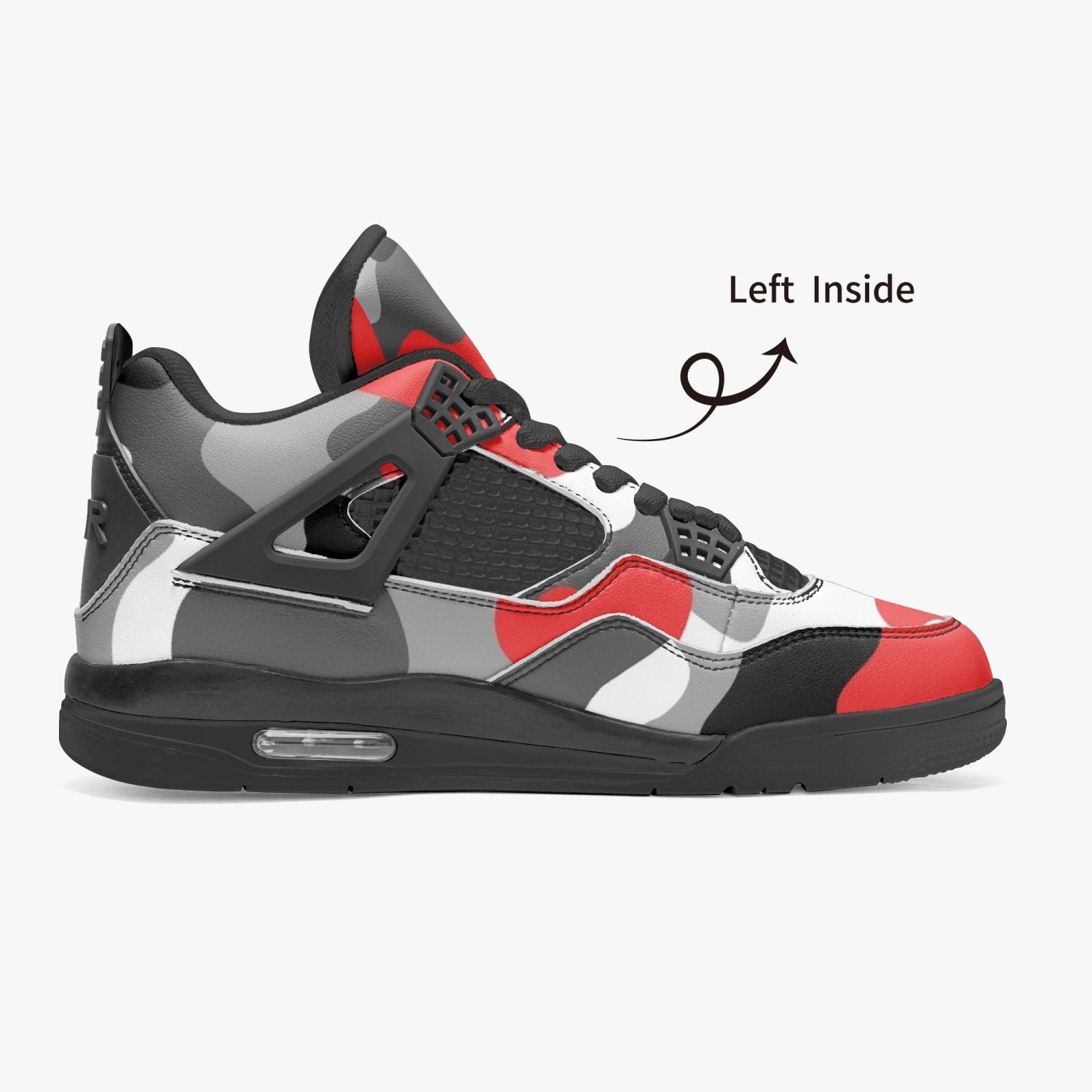 Camo Jordans AJ4 | Red, Gray, Black & White Camouflage