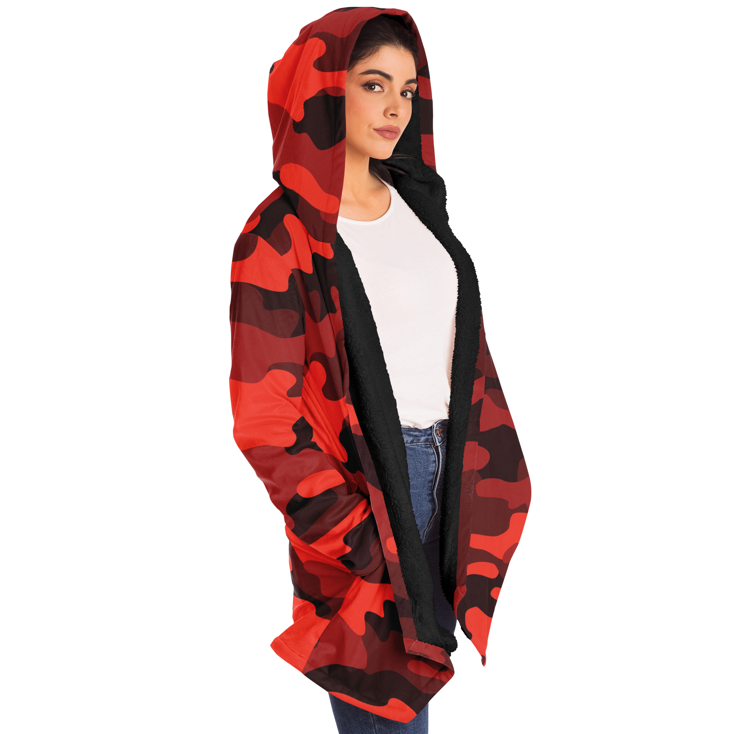 Camo Cloak | Scarlet Red & Black Camouflage | Microfleece