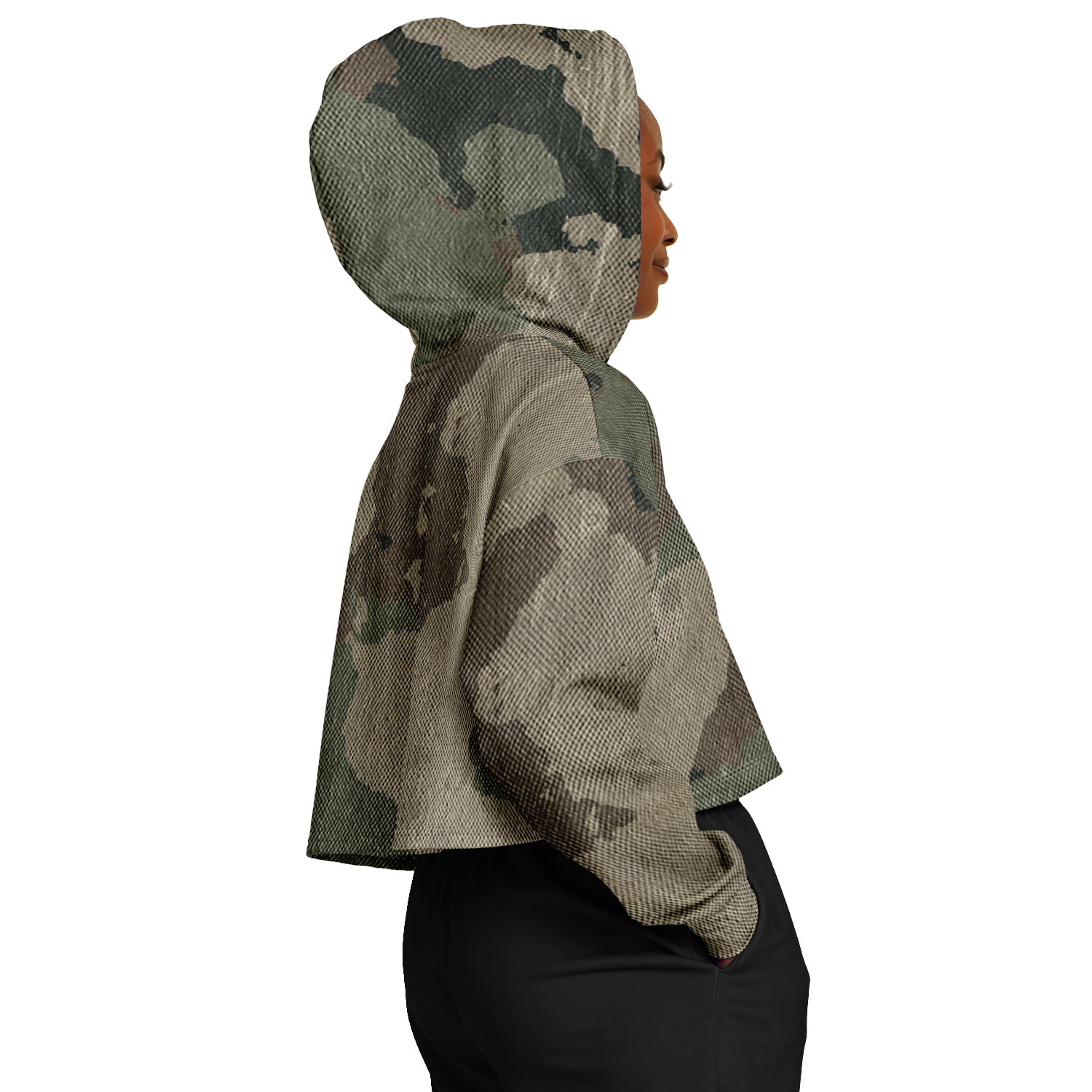 Cropped Hoodie For Women | Dirty Old Brown Camouflage