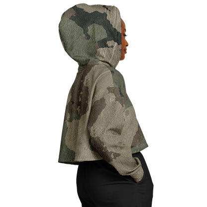 Cropped Hoodie For Women | Dirty Old Brown Camouflage