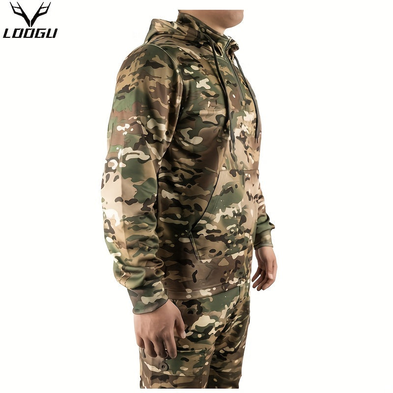 Men's Camo Hoodie - Wool-Lined, Thermal Pullover for Hunting & Fishing