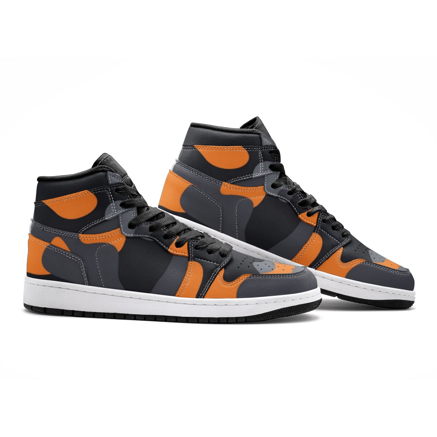 Camo Sneakers | High-Top | Orange, Black & Gray Camouflage