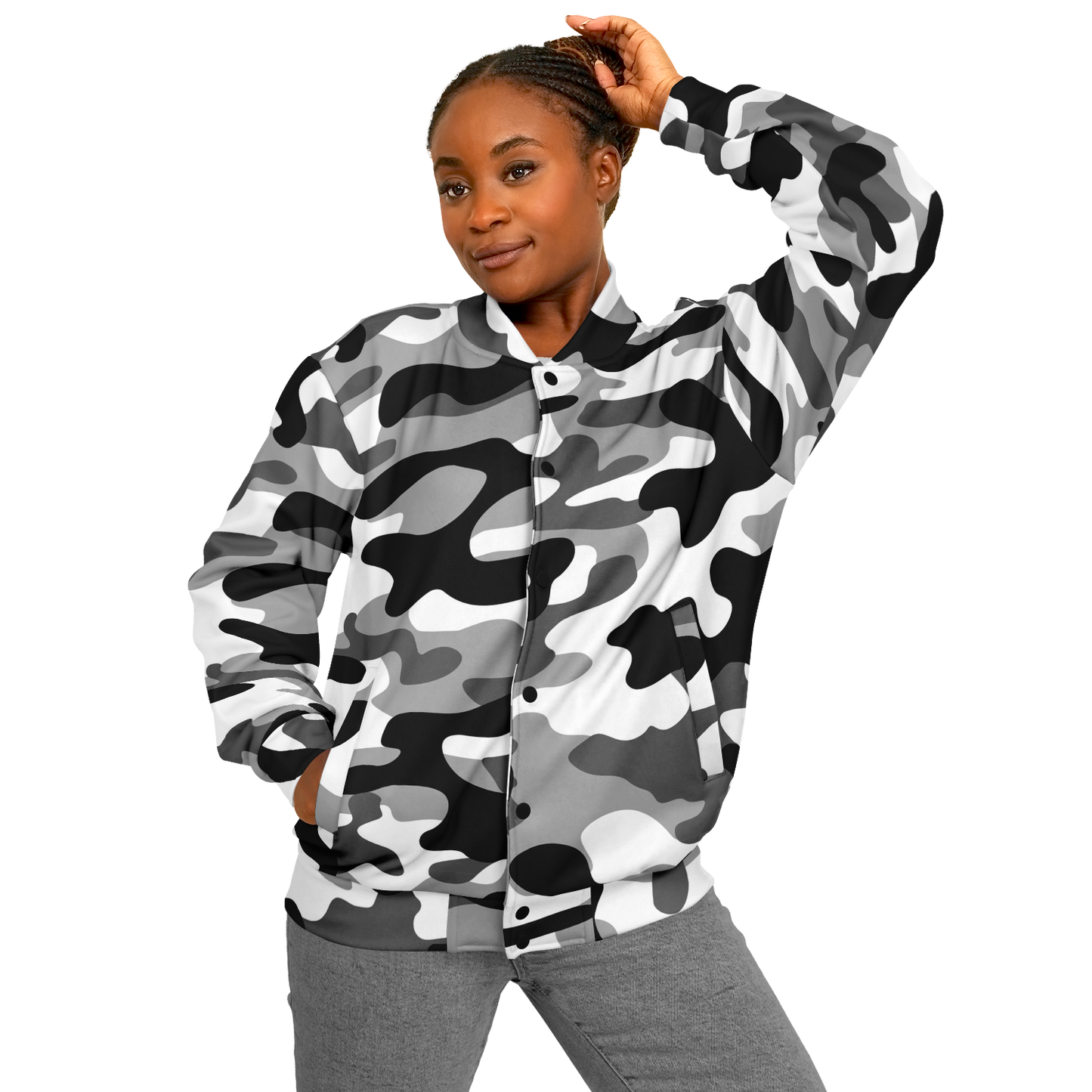 Baseball Camo Jacket | Military Camouflage in Black & White