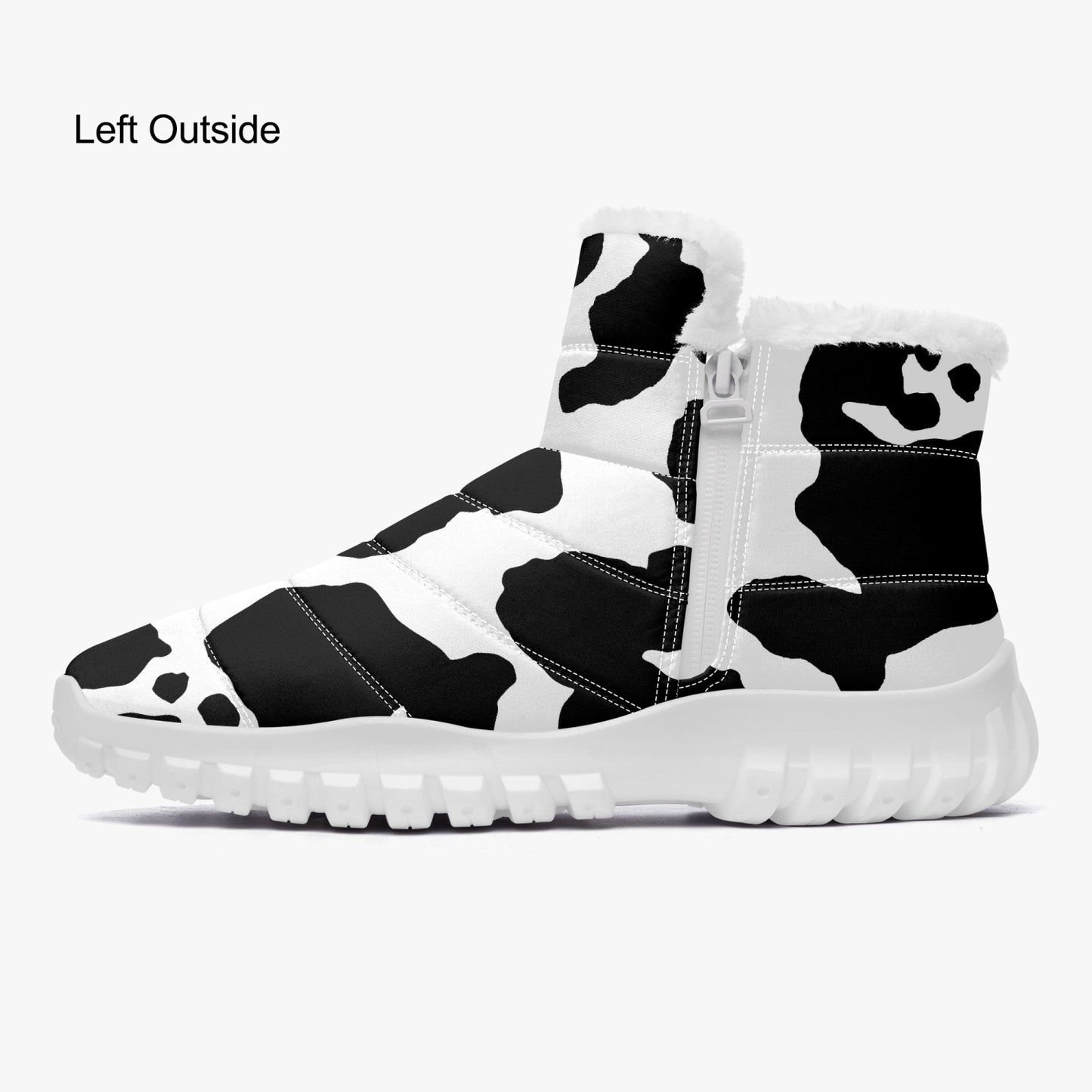 Camo Boots | Cotton-pad Fur Zipper Up | Black and White