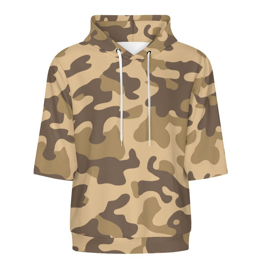 Short Sleeve Hoodie | Khaki Camouflage