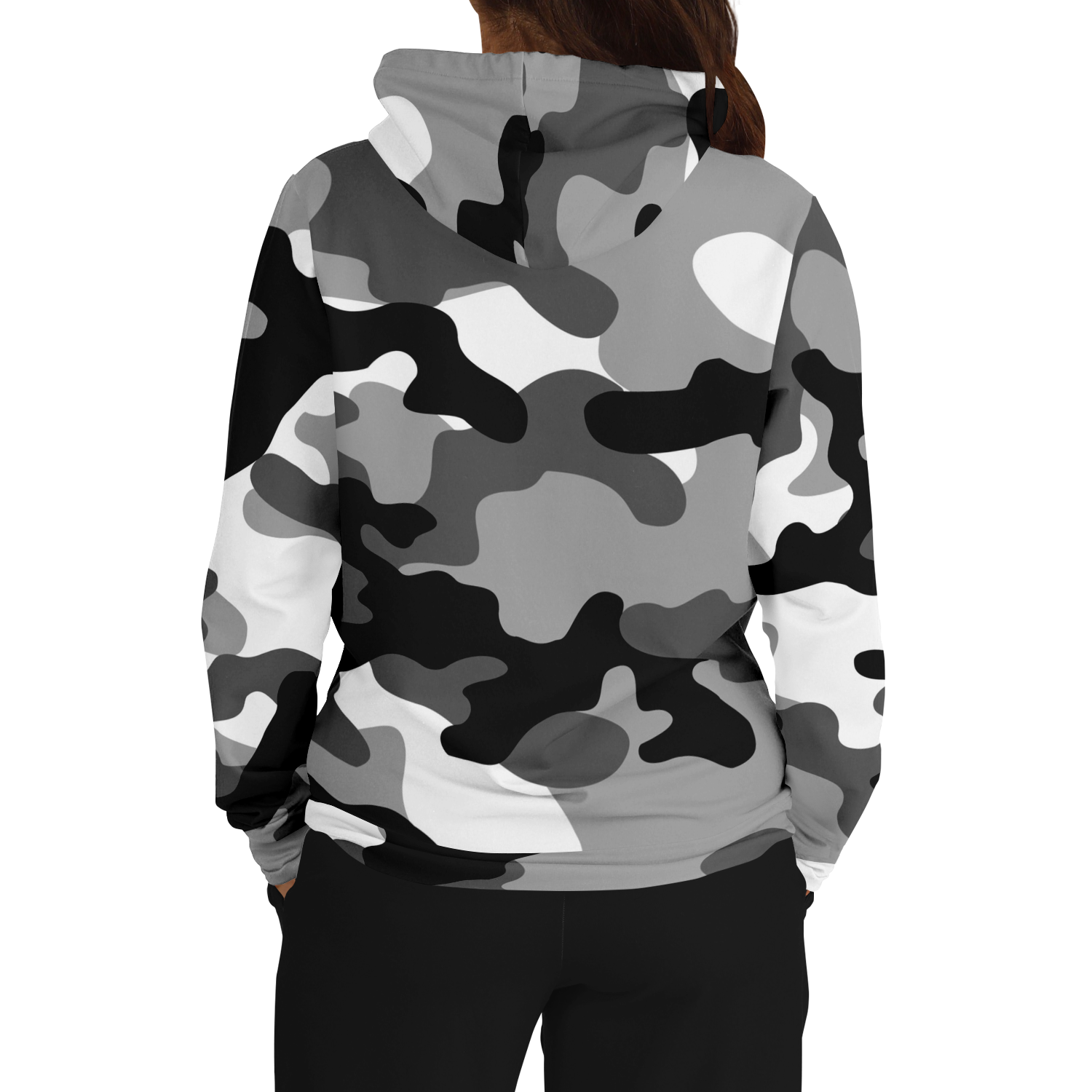 Camo Hoodie | Black, White & Gray Camouflage Pullover