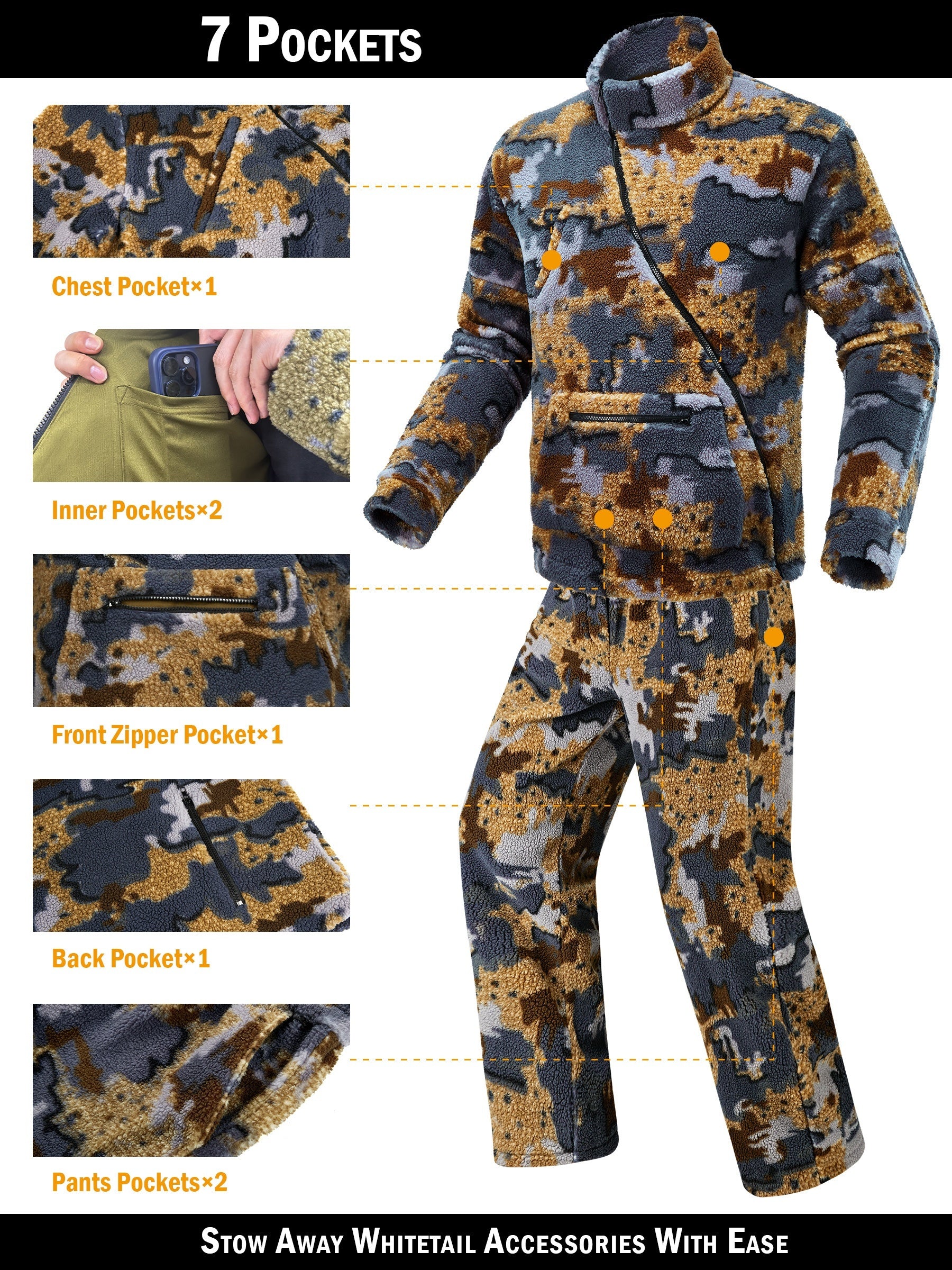 Men's Bow Hunting Suit | Camo Jacket with Zipper & Harness Port