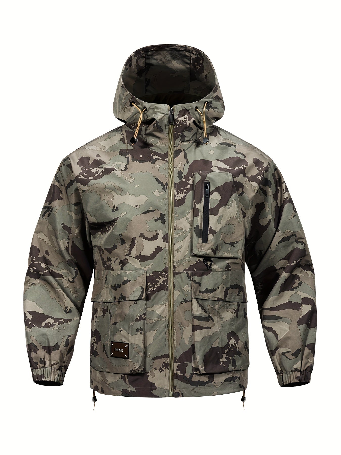 Men's Camouflage Hooded Zip Jacket: Multi-pocket, Loose Fit