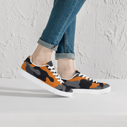 Camo Sneakers | Classic Low-Top | Orange, Black, & Gray