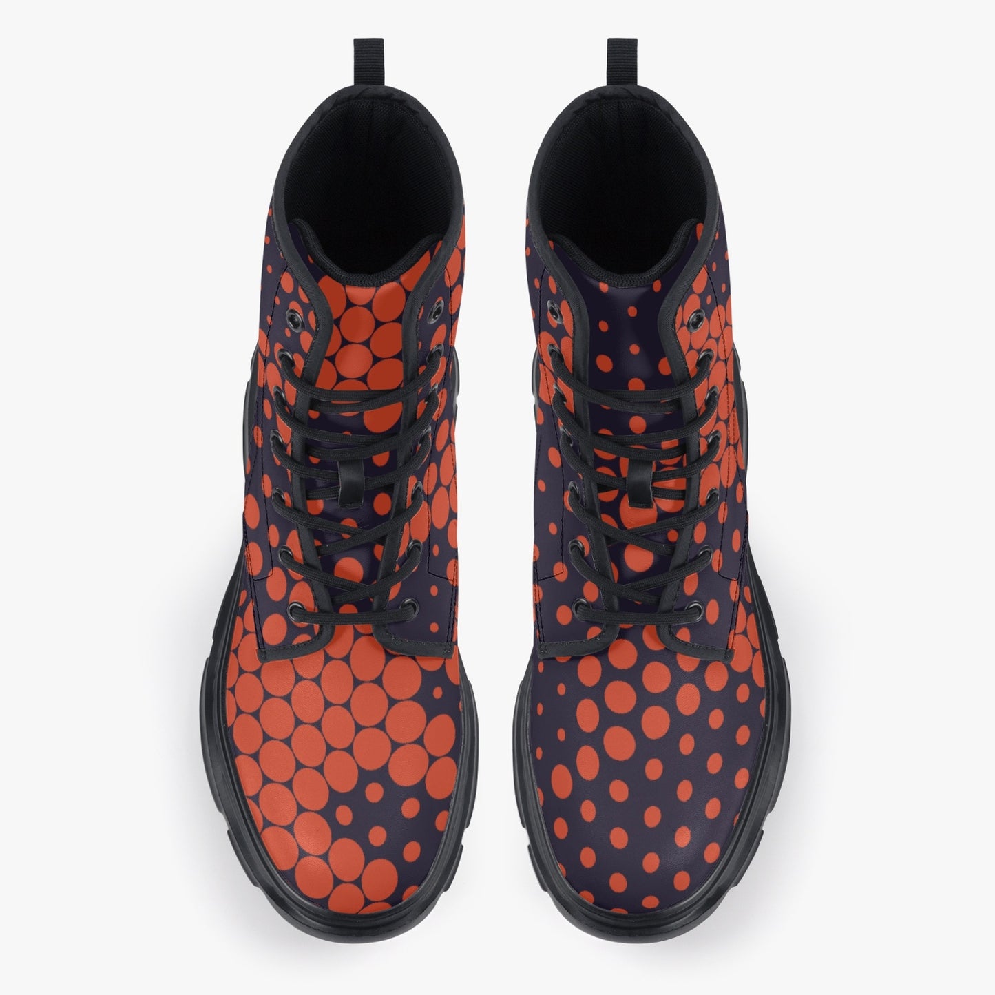 Chunky Boots | Leather in Orange & Blue Digital Camouflage