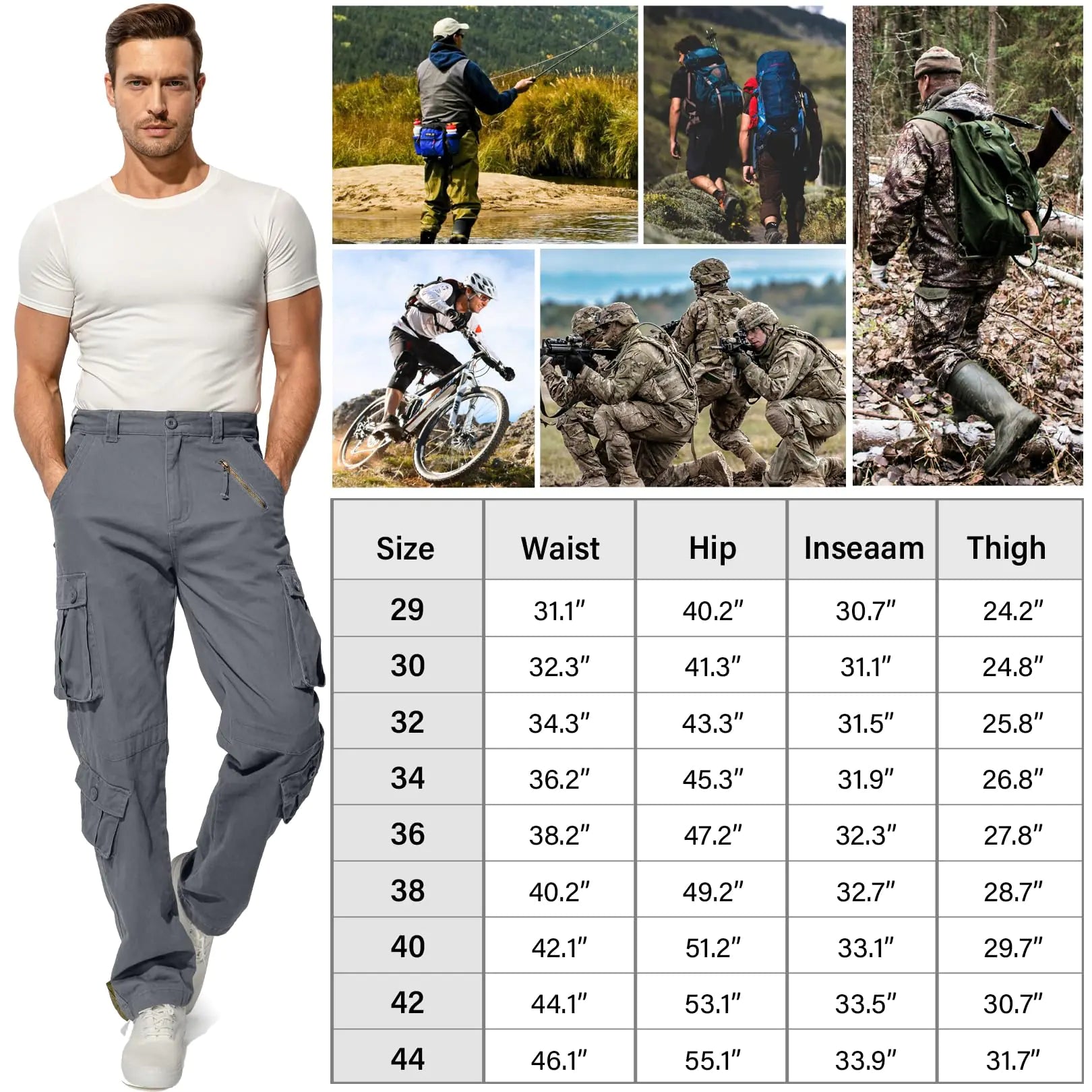 Men's BDU Casual Military Pants, Tactical Wild Army Combat