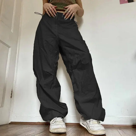 Vintage-inspired Wide Leg Cargo Pants