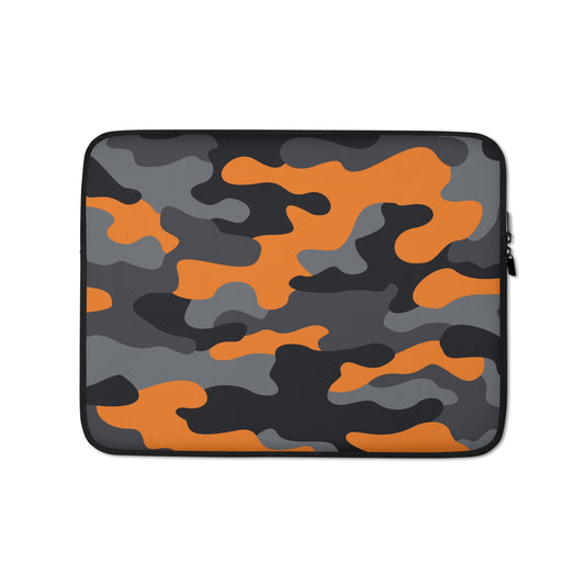 Camo Laptop Sleeve | Orange, Black & Gray Camouflage