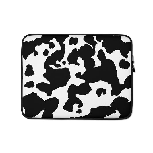 Camo Laptop Sleeve | Black & White Cow Camouflage