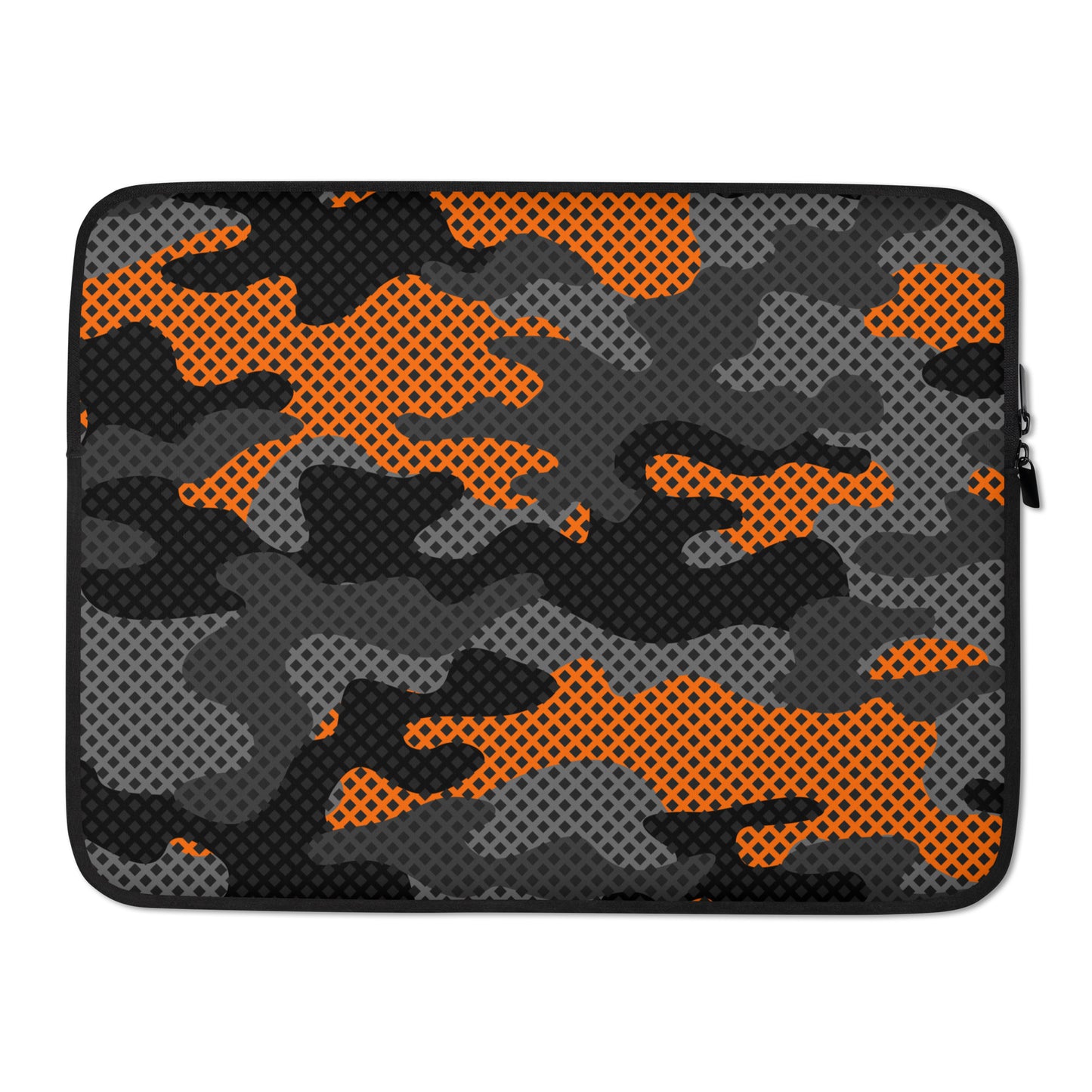 Camo Laptop Sleeve | Black & Orange Pixel Camouflage