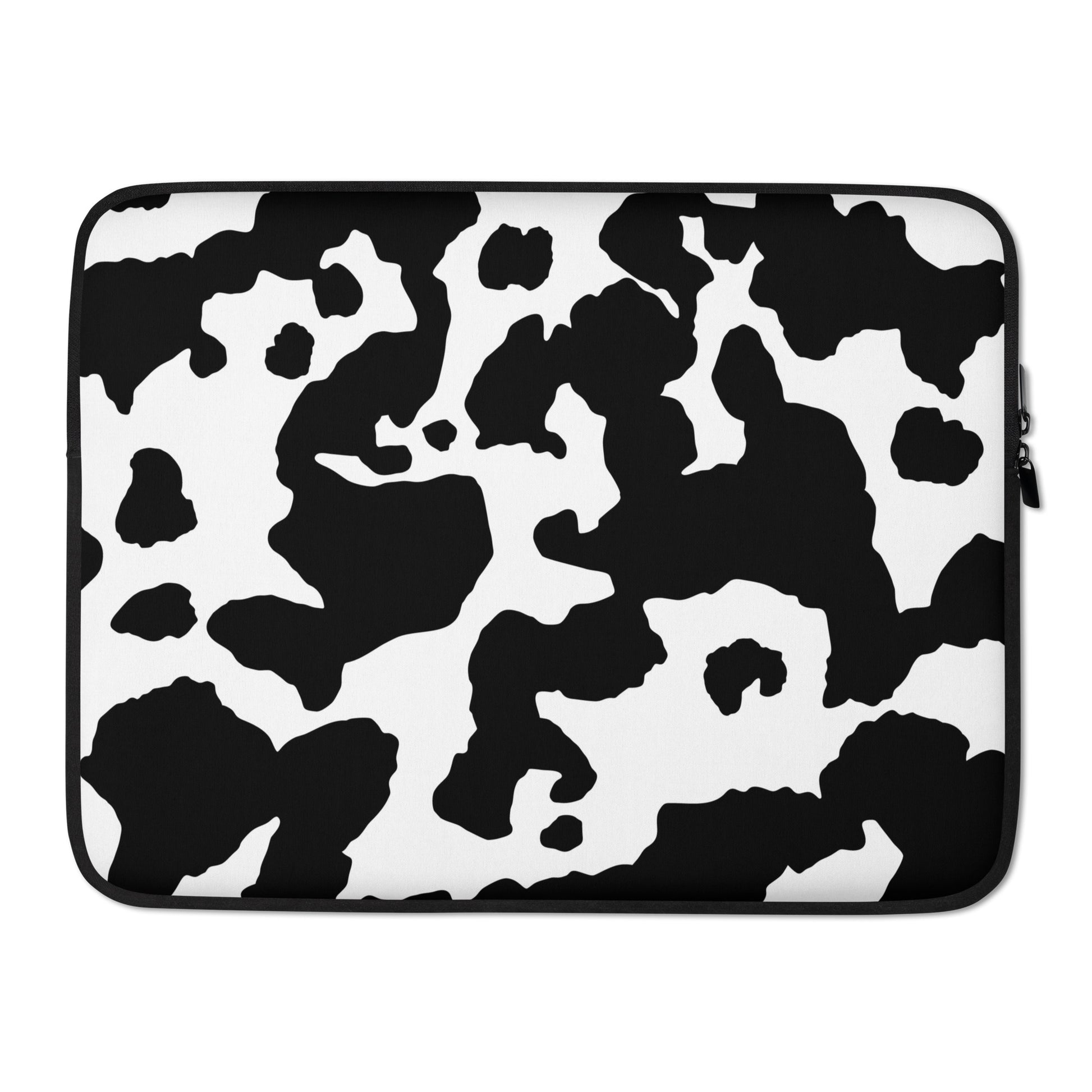 Camo Laptop Sleeve | Black & White Cow Camouflage