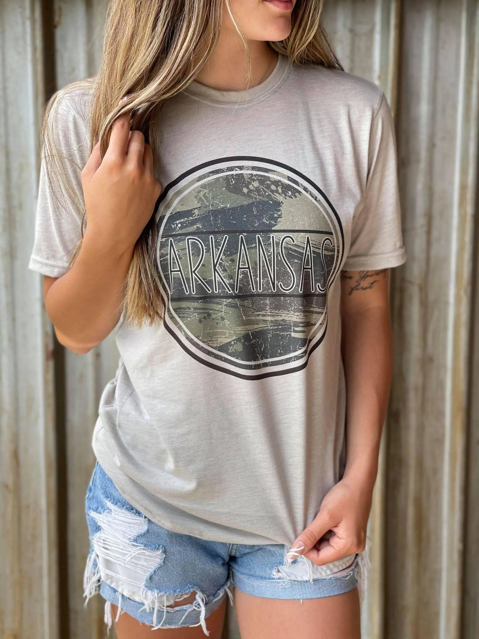 Distressed Camo State T-Shirt