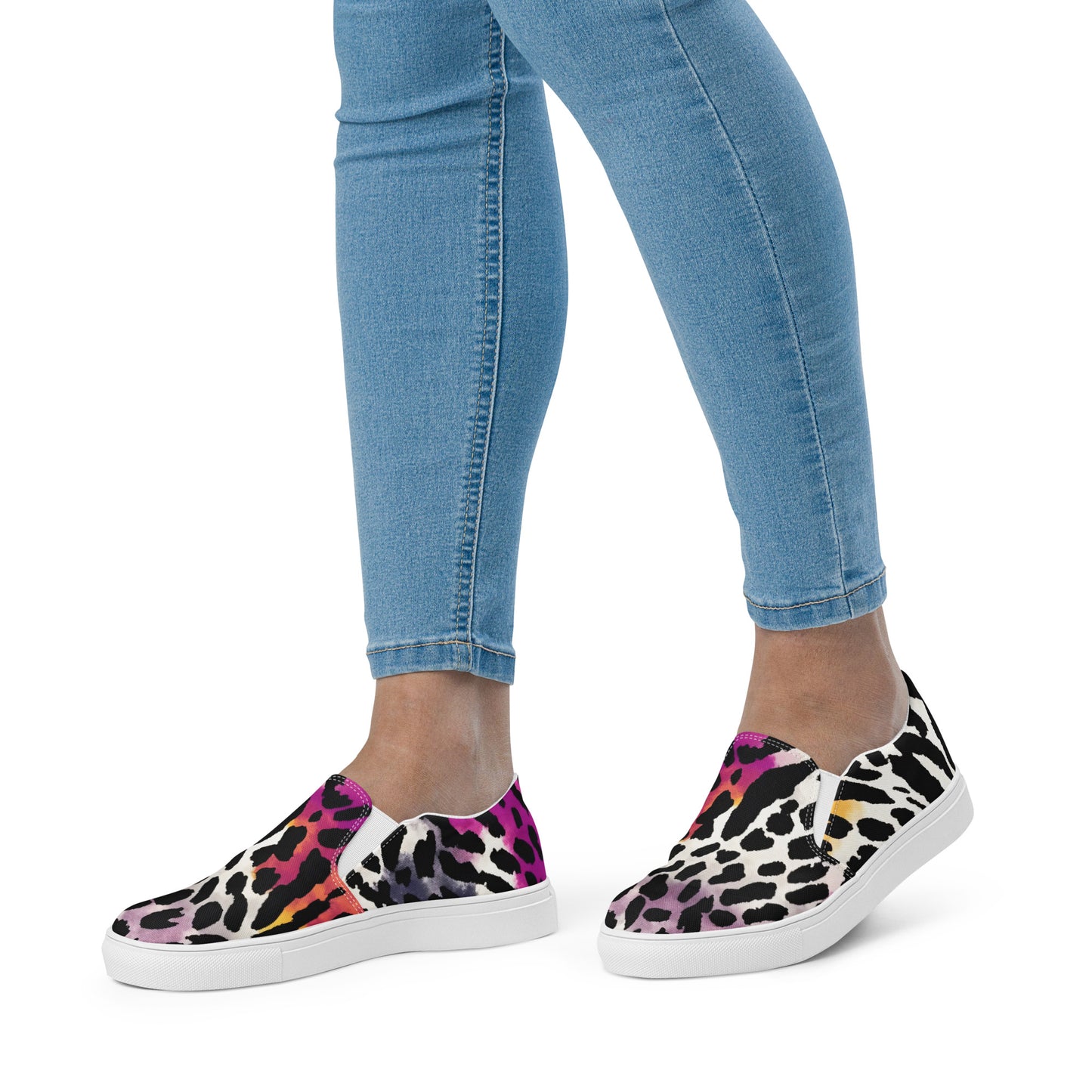 Leopard Slip-on Canvas Shoes for Women | Bauhaus Magenta & White