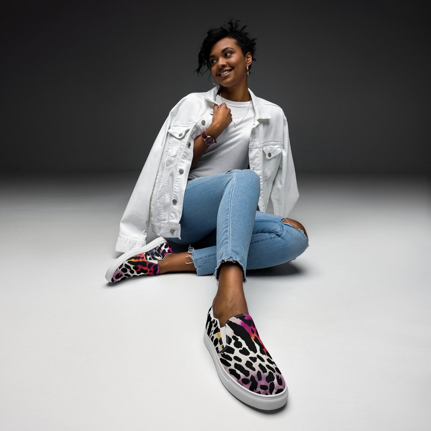 Leopard Slip-on Canvas Shoes for Women | Bauhaus Magenta & White