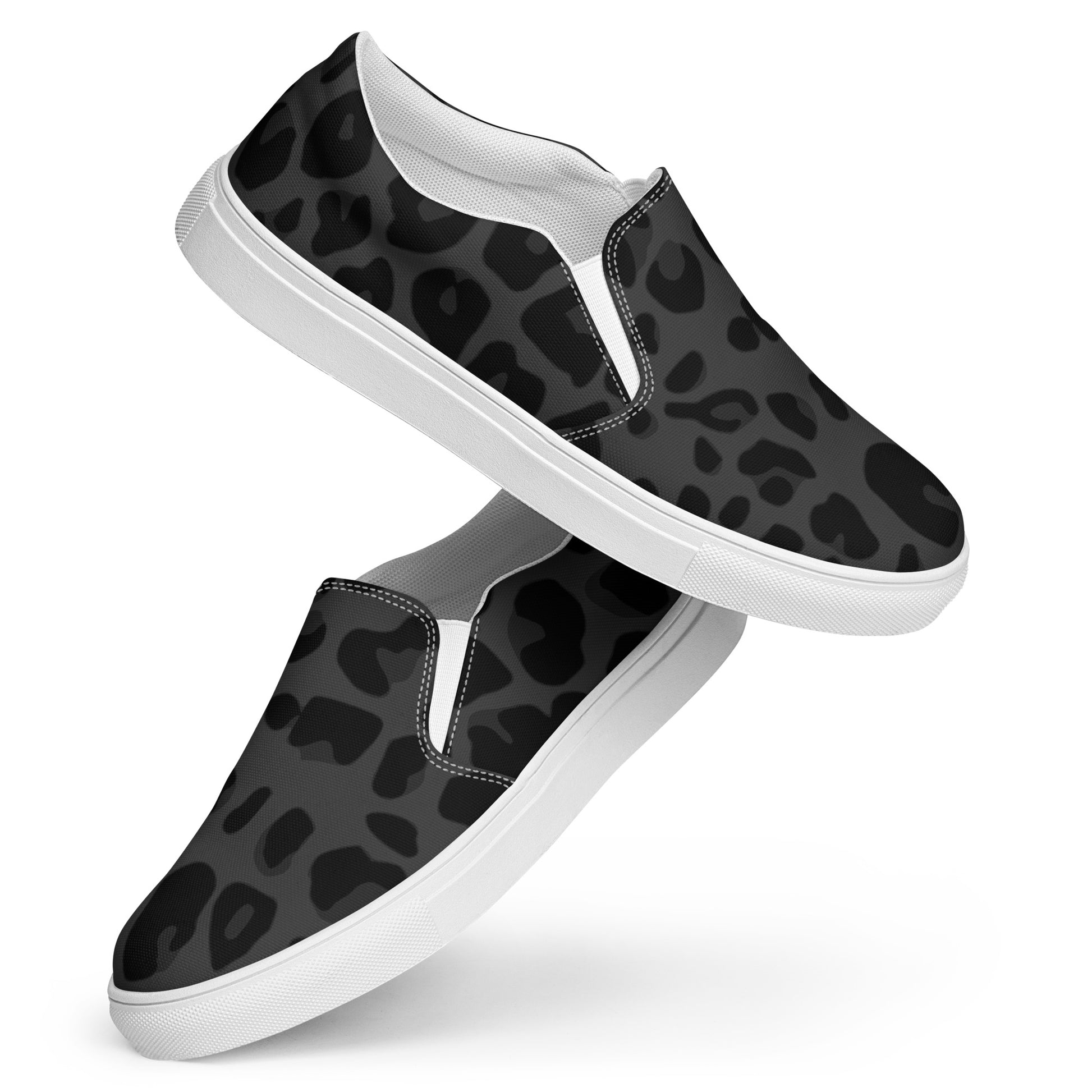 Leopard Slip-on Canvas Shoes for Women | Black Print