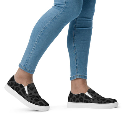 Leopard Slip-on Canvas Shoes for Women | Black Print