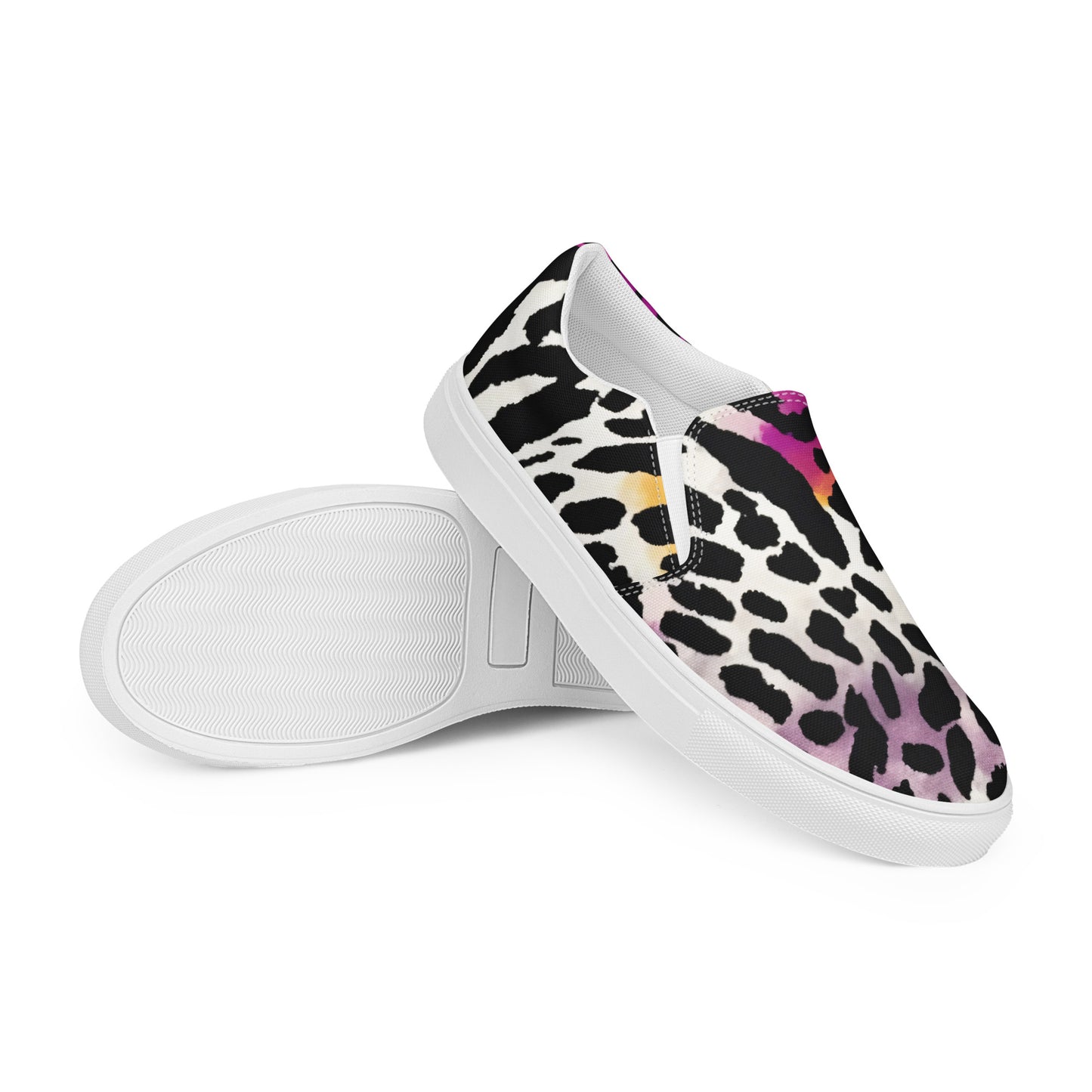 Leopard Slip-on Canvas Shoes for Women | Bauhaus Magenta & White