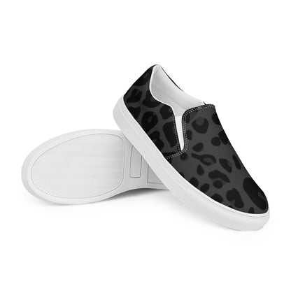 Leopard Slip-on Canvas Shoes for Women | Black Print