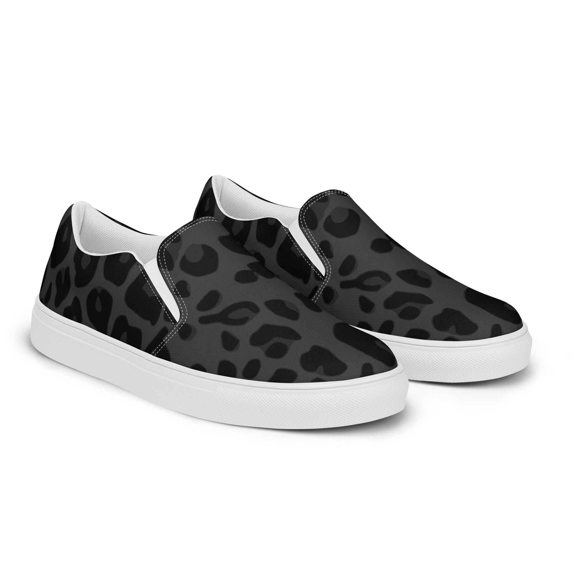 Leopard Slip-on Canvas Shoes for Women | Black Print