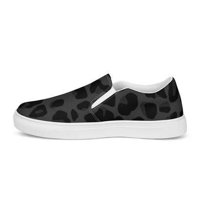 Leopard Slip-on Canvas Shoes for Women | Black Print