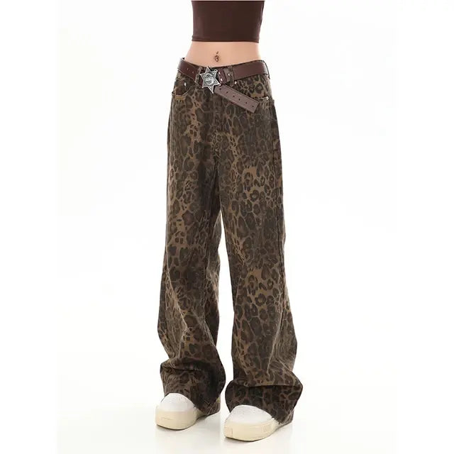 Leopard Print Wide Leg Pants For Women