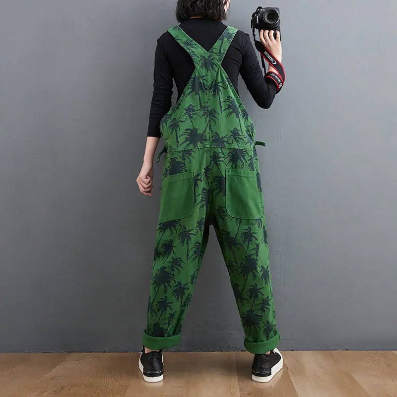 Korean Straight Green Jumpsuit for Women